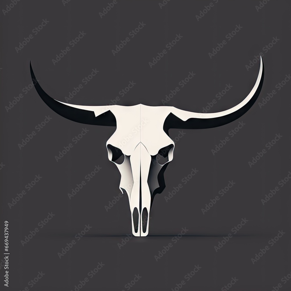 Fototapeta premium Buffalo Skull Flat Icon, Dead Animal Tribal Totem Symbol, Cow Head Bones Color Illustration