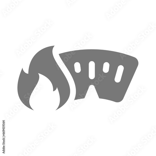 Weigh loss scale with flame or fire. Burning calories vector icon.