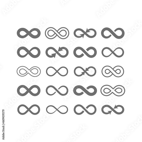 Infinity line and fill vector icons. Simple outline and glyph symbol.