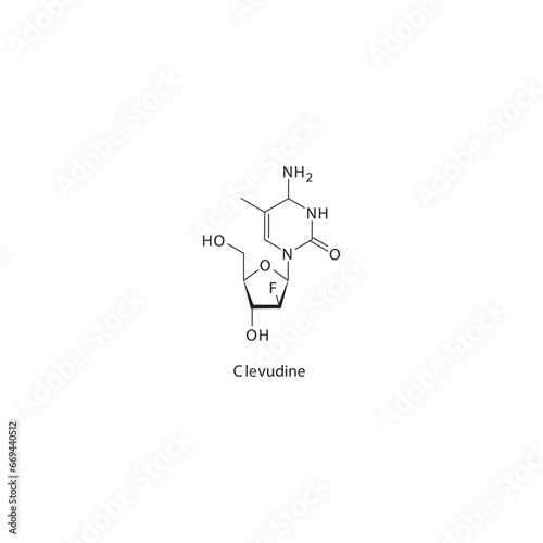 Clevudine  flat skeletal molecular structure Reverse-transcriptase inhibitor drug used in Hepatitis B treatment. Vector illustration scientific diagram.