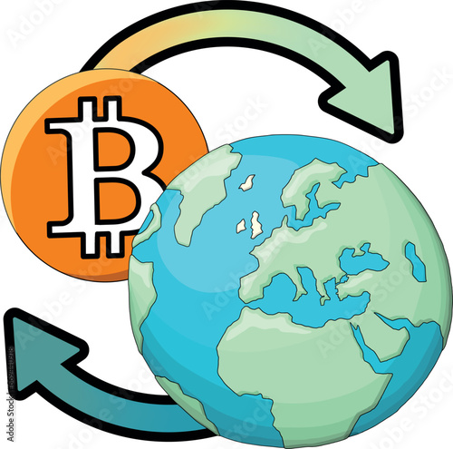 Earth Globe and Bitcoin (ID: 669440918)