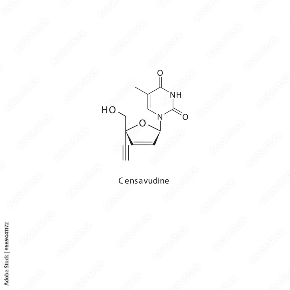 Censavudine  flat skeletal molecular structure Reverse-transcriptase inhibitor drug used in HIV treatment. Vector illustration scientific diagram.
