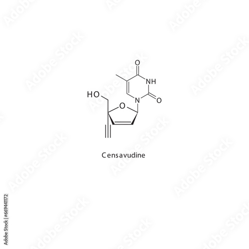 Censavudine  flat skeletal molecular structure Reverse-transcriptase inhibitor drug used in HIV treatment. Vector illustration scientific diagram.