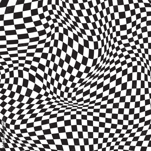Wavy checkered flag background. Vector illustration