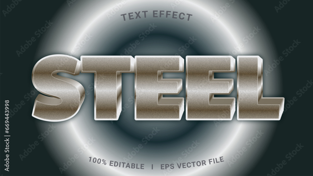 Modern editable steel text effect 3d text effect Stock Vector | Adobe Stock