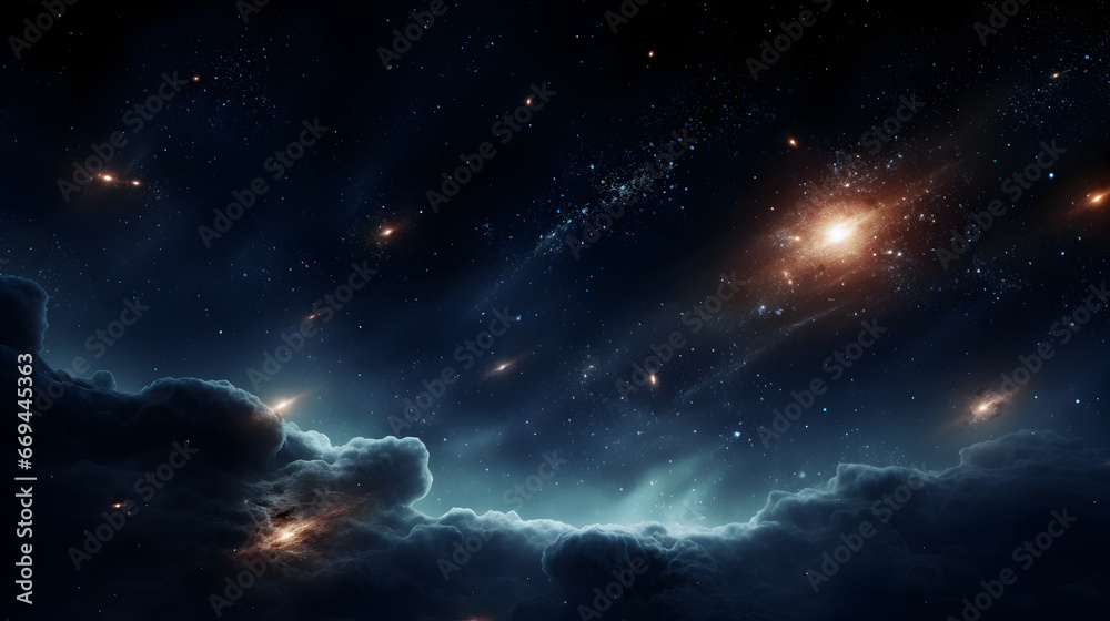 Stunning abstract sci-fi view showcasing a meteor shower, capturing the vast beauty of the universe.