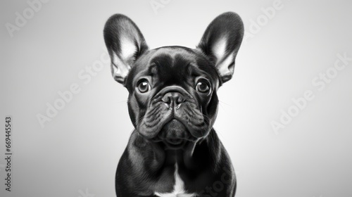 Portrait of a purebred french bulldog on a gray background Generative AI © AlexandraRooss