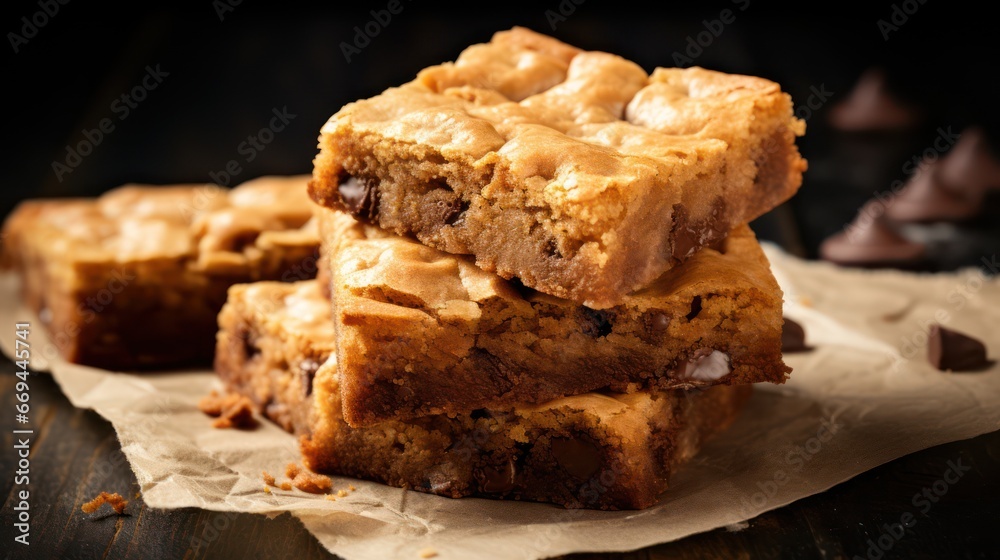 Homemade cookies with chocolate on a wooden background. Selective focus. Generative AI Homemade cookies with chocolate on a wooden background. Selective focus. Generative AI