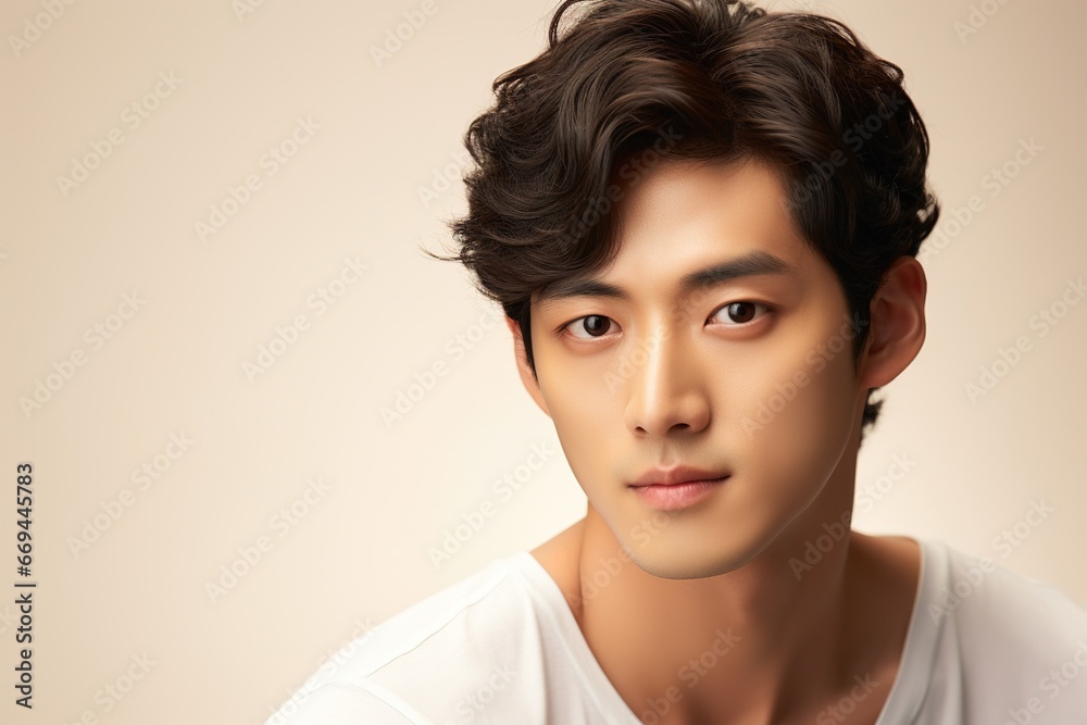 Portrait of handsome young asian man with clean skin, studio shot Portrait of handsome young asian man with clean skin, studio shot