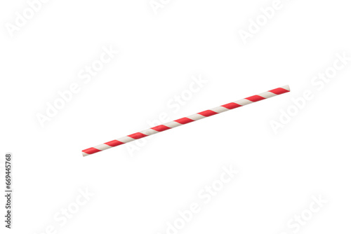 red striped paper straw isolated on white