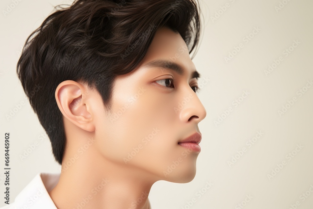 Portrait of handsome young asian man with clean skin, studio shot Portrait of handsome young asian man with clean skin, studio shot