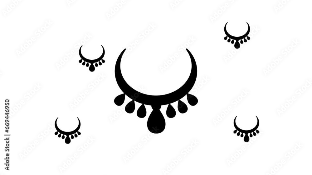 Zoom in and out animation the necklace symbol. Large black symbol in the center and four small symbols around. Seamless looped 4k animation on white background Zoom in and out animation the necklace symbol. Large black symbol in the center and four small symbols around. Seamless looped 4k animation on white background