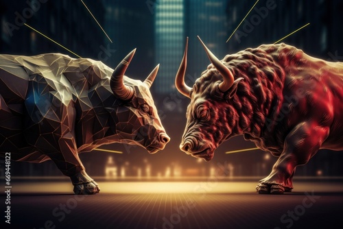 Bull and bear  concept of stock market exchange  Generative AI