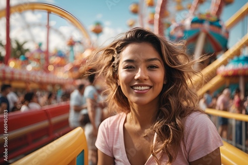 Picture of a beautiful girl in amusement park 