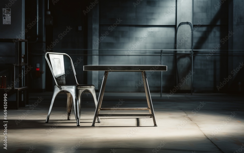 Designer Furniture Idea - Stainless Steel Table and Chair. Industrial Style Designer Furniture Idea - Stainless Steel Table and Chair. Industrial Style