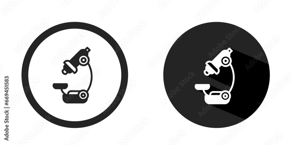 Microscope logo. Microscope icon vector design black color. Stock vector.