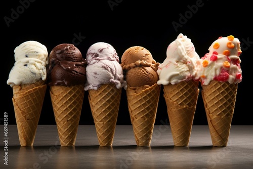 assorted ice cream cones. Generative AI