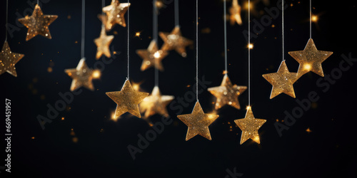 Gold stars on dark background