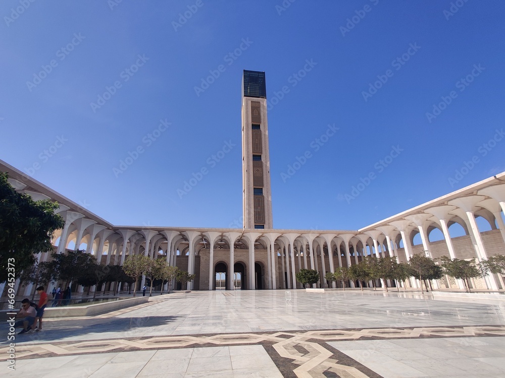 Djamaa el Djazaïr also known as the Great Mosque of Algiers It houses the world's tallest minaret and is the third-largest mosque in the world , Algiers, Cityscape for The Capital Of Algeria - obrazy, fototapety, plakaty 