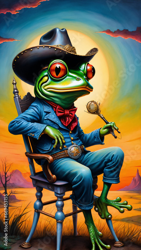 Cowboy frog at sundown