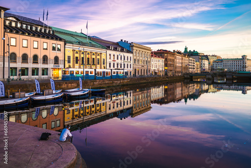 Gothenburg, Sweden - May 29, 2023: Historic city center of Gothenburg - Goteborg - in the evening photo