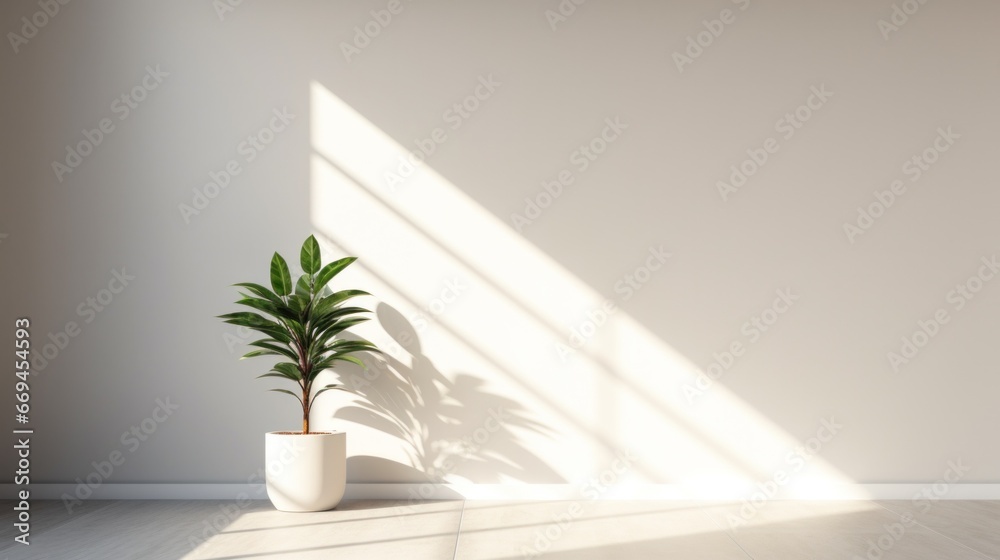 flower in a pot and shadows from the light from the window minimalistic abstract background flower in a pot and shadows from the light from the window minimalistic abstract background