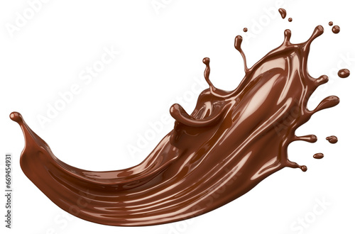 Dark chocolate splash 3d rendering.