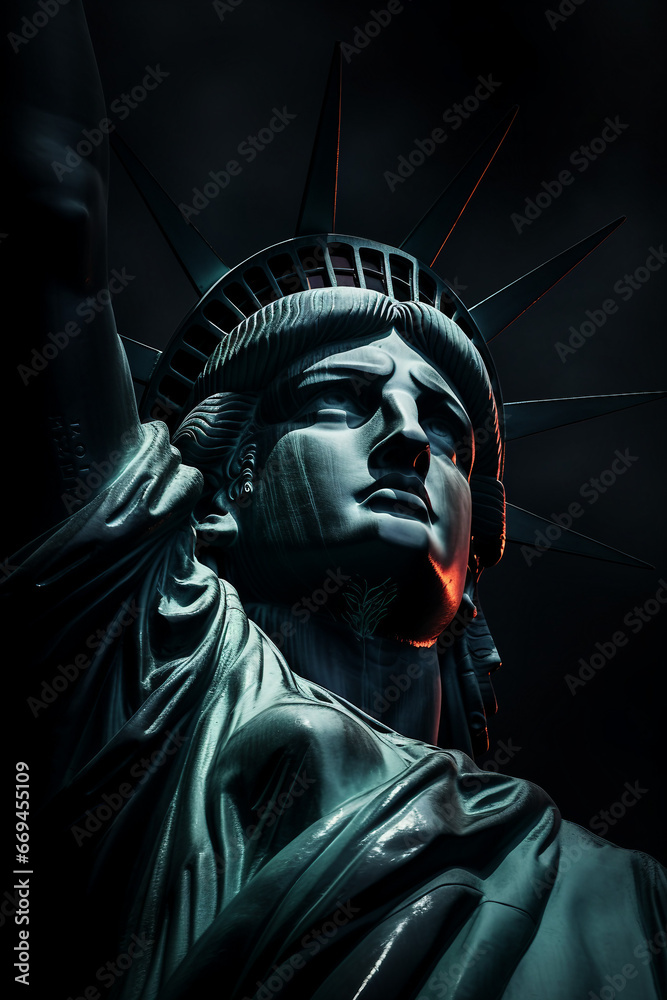Obraz premium statue of liberty in the night