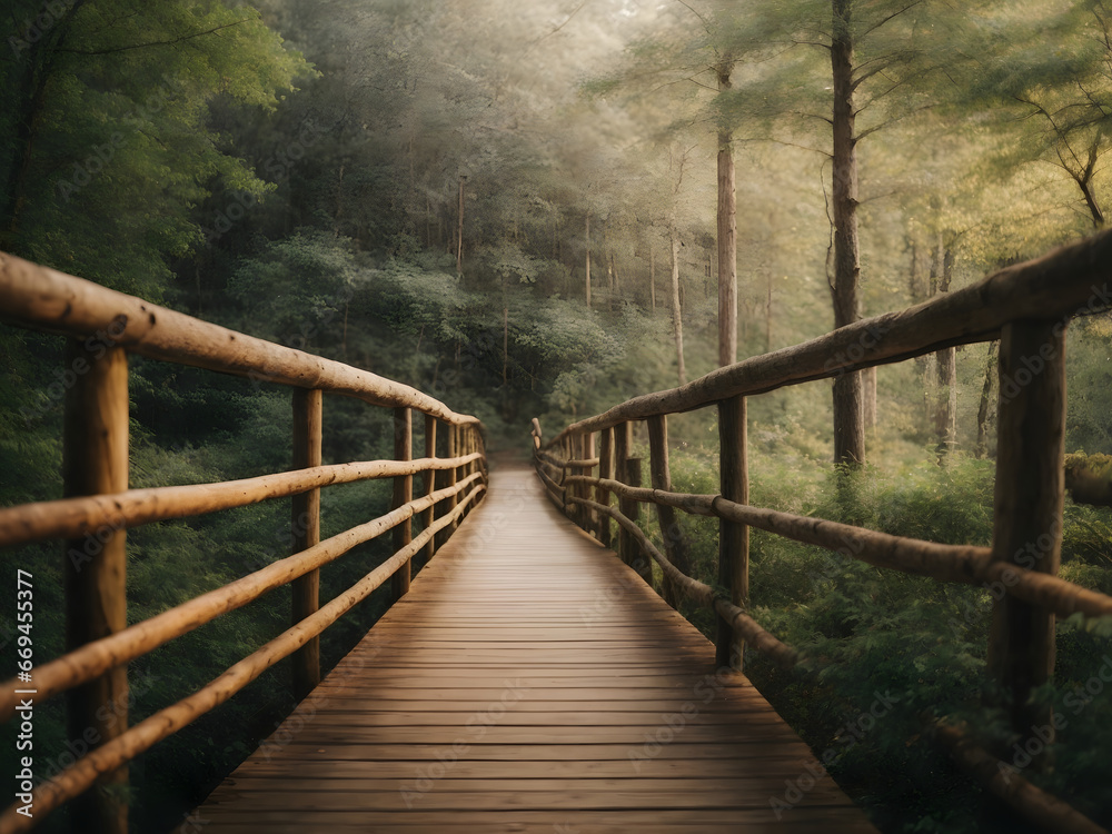 Obraz premium wooden bridge in the forest