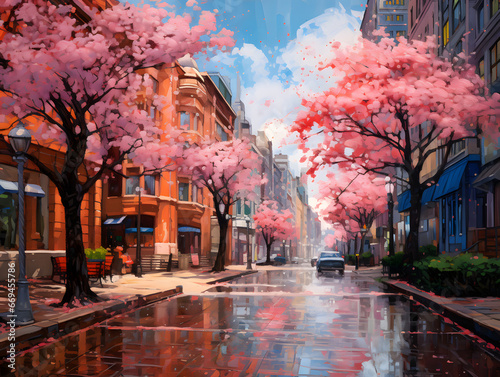 Urban Spring Vibrancy: City Blossoms in Bloom | Generative AI 