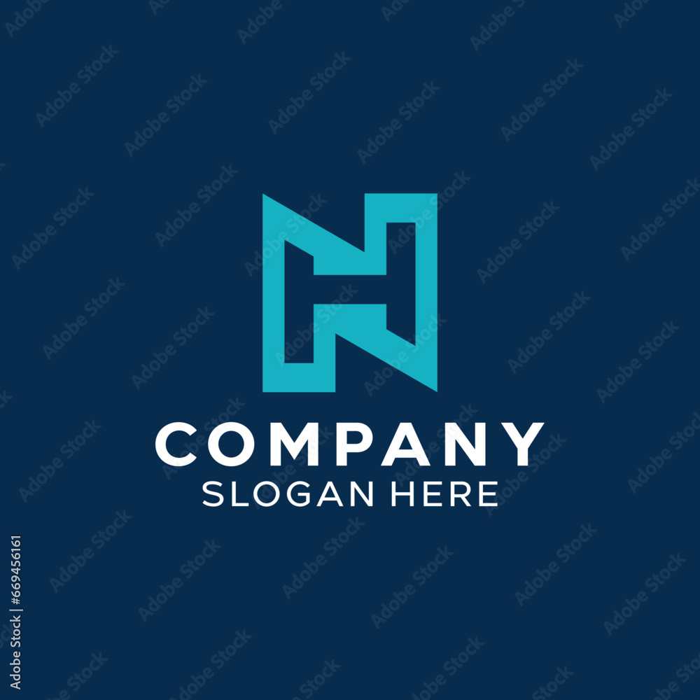 Letter HN NH Simple Monogram Logo