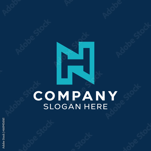 Letter HN NH Simple Monogram Logo