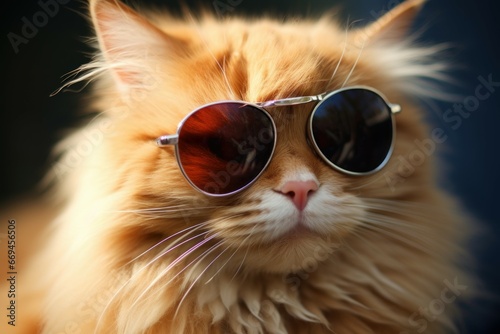 Trendy Cat stylish glasses. Smart pet vision. Generate Ai