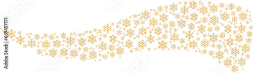 Christmas snowflake border in golden wave shape