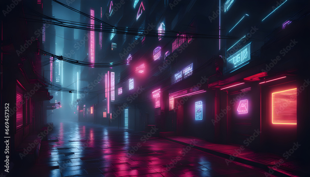 Neon Night City street