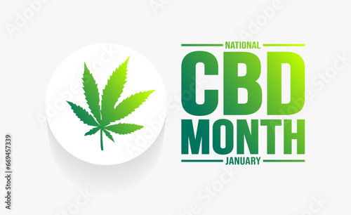 January is National CBD Month background template. Holiday concept. background, banner, placard, card, and poster design template with text inscription and standard color. vector illustration.
