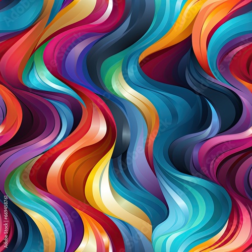 seamless pattern with colorful bright wavy texture on rainbow background. Modern ornament for festive decor