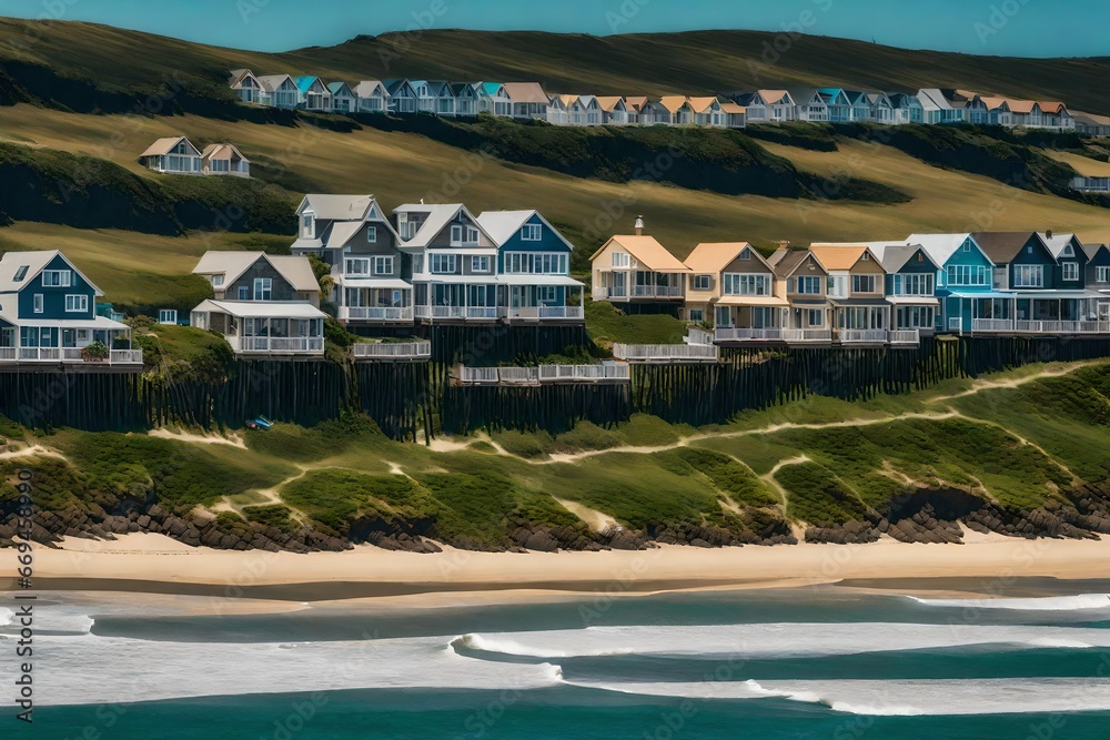 A lovely line of cottages along the beach.