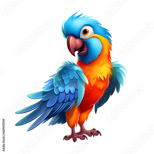 Cute 3d macaw parrot isolated on transparent background  Rio parrot  PNG