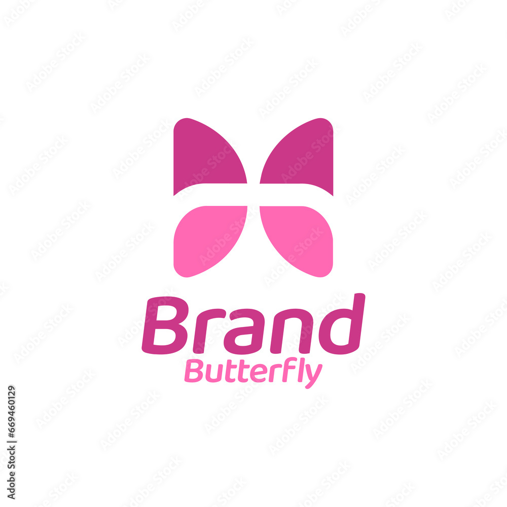 Minimal pink butterfly shape logo vector Minimal pink butterfly shape logo vector