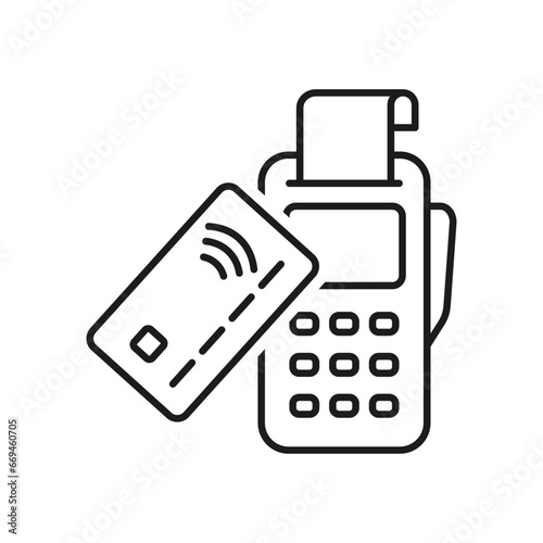 POS Terminal Pin Pad Wireless Contactless Mobile NFC Payment. Contactless payment credit card or NFC smartphone via POS terminal
