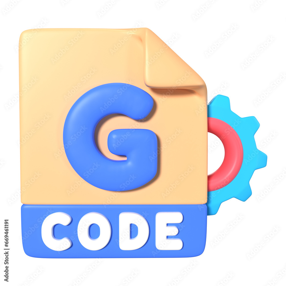 G Code File 3D Illustration Icon G Code File 3D Illustration Icon