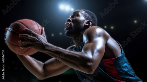 Basketball player's hand carries the ball with high technique