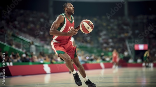 Basketball player's hand carries the ball with high technique