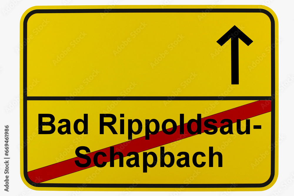 Illustration eines Ortsausgangsschildes von Bad Rippoldsau-Schapbach in Baden-Württemberg Illustration eines Ortsausgangsschildes von Bad Rippoldsau-Schapbach in Baden-Württemberg