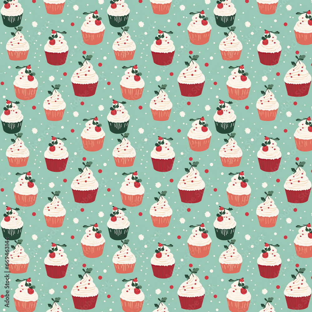 delightful illustration of cupcake pattern seamless background for wrapping and textile