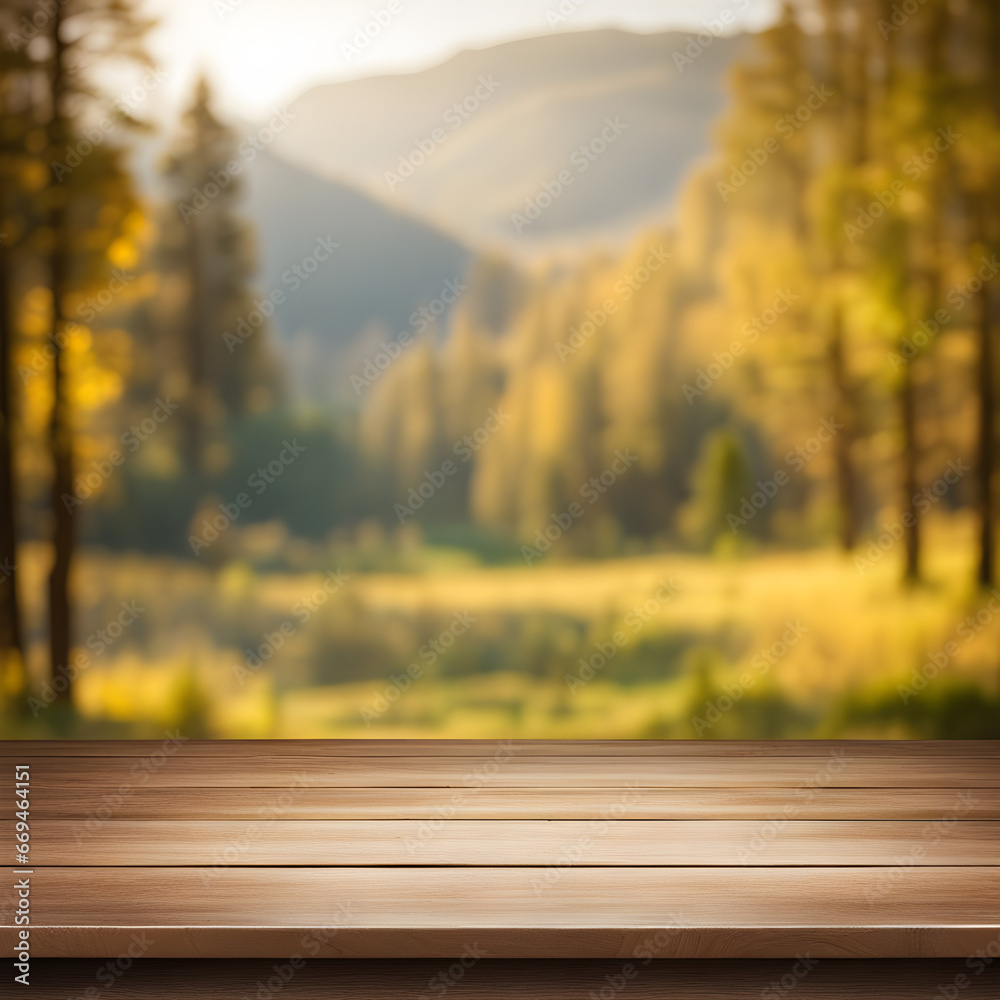 wooden bench in autumn forest wooden bench in autumn forest