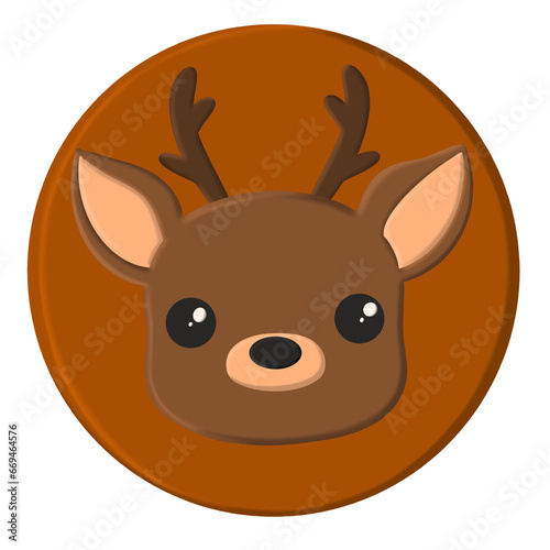 Deer cute portrait  poster logo kids room decor t-shirt design print