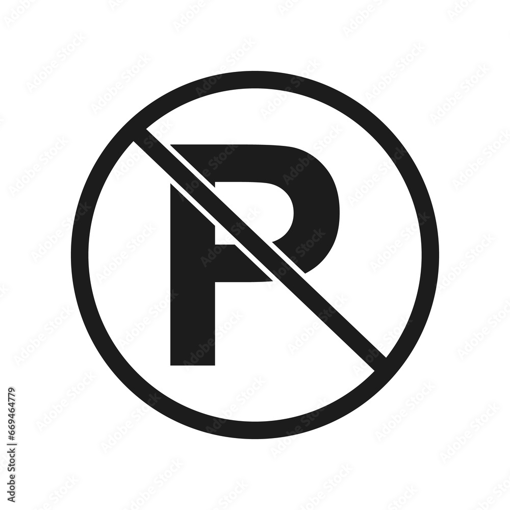 No parking sign, icon. No car parking, no parking road warning signs