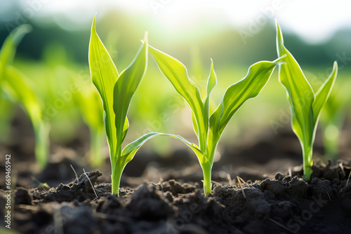 young field corn plants growing on a sunny day stock image of field